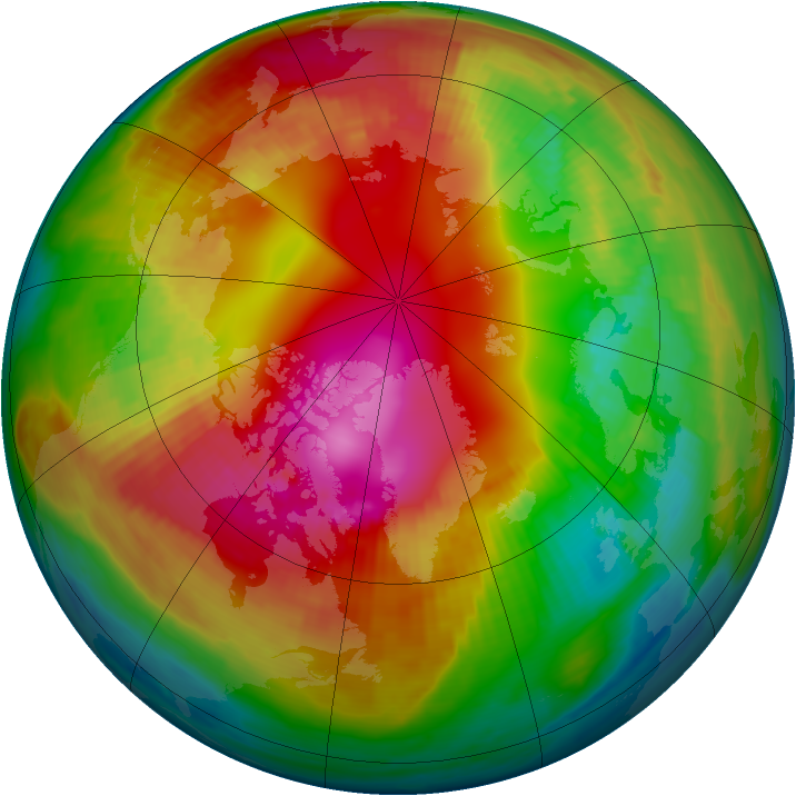 Arctic ozone map for 12 February 2001